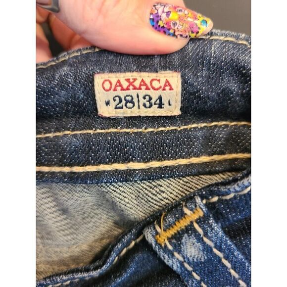 MEK Jeans Denim DARK Blue OAXACA Jeans, Boot Cut By Miss Me | 28 Big Stitch EUC - Picture 12 of 15